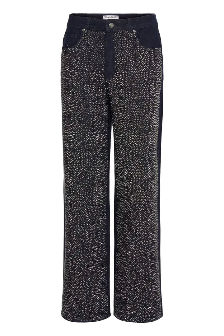 Pulz Gallery UHW Wide Leg - Dark Blue Denim