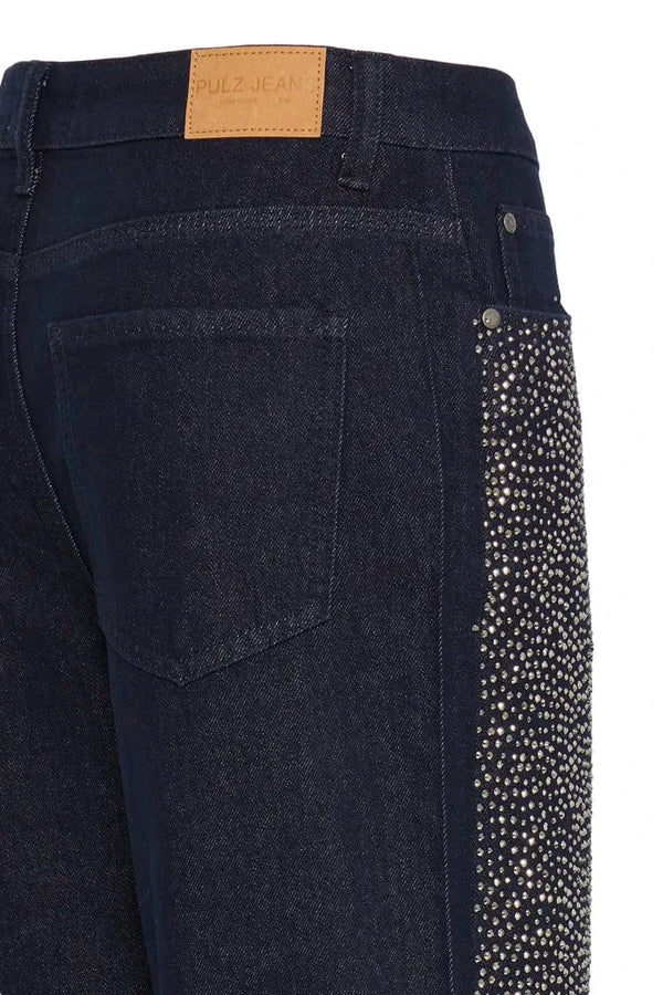 Pulz Gallery UHW Wide Leg - Dark Blue Denim