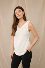 Culture Poppy VO-Neck Tank Top - Spring Gardenia