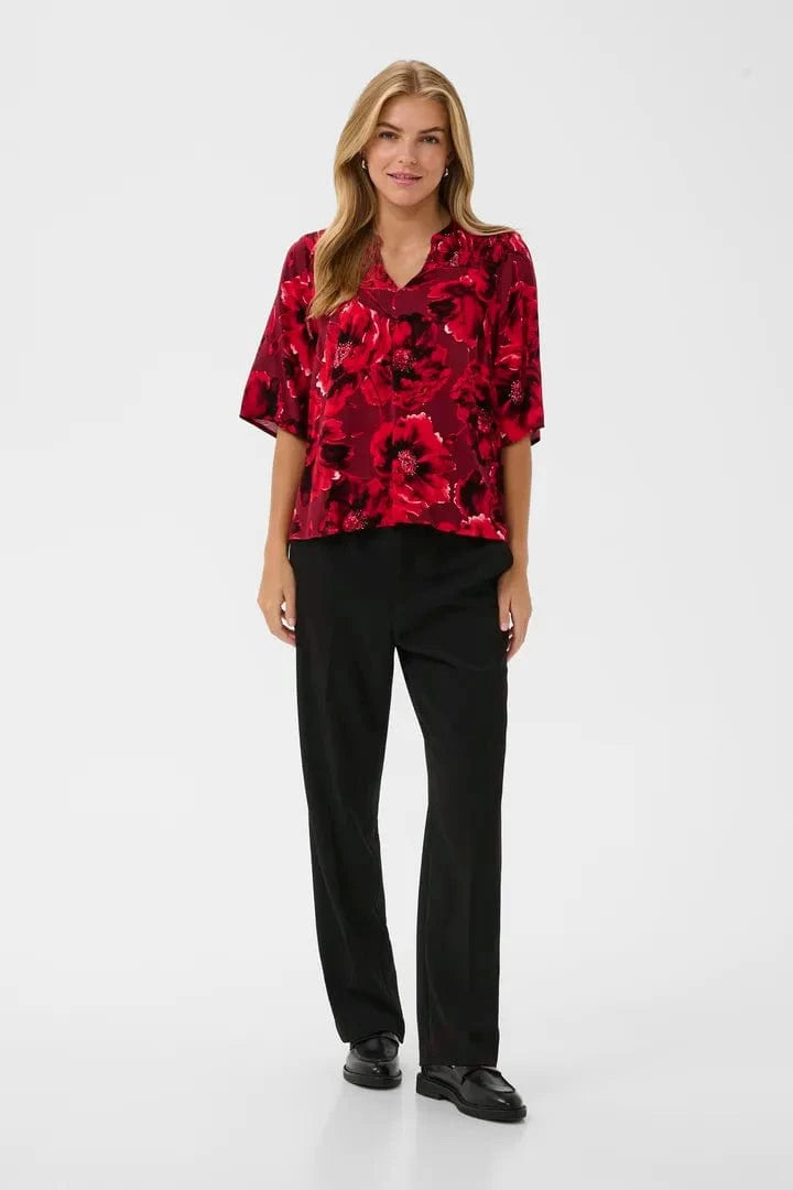 Culture Rachel Elitha SS Blouse - Red Flower