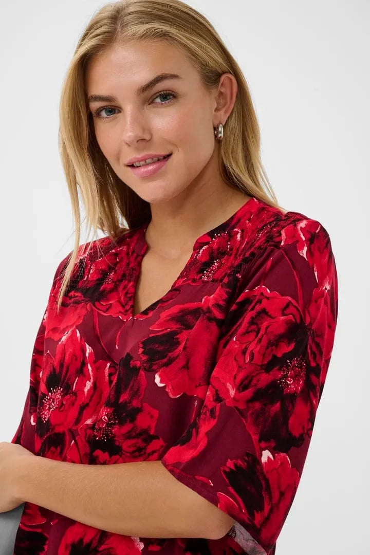 Culture Rachel Elitha SS Blouse - Red Flower