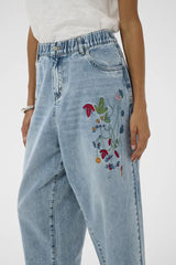 Culture Tiala Aniceta Embroidery Jeans - Light Blue Wash