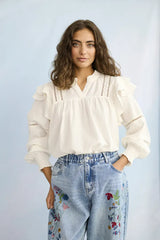 Culture Tiala Aniceta Embroidery Jeans - Light Blue Wash