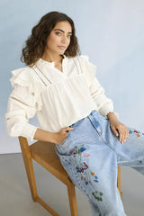 Culture Tiala Aniceta Embroidery Jeans - Light Blue Wash