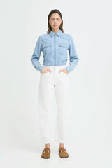 Pulz Anni Ecru HW Jeans Barrel - Cloud Dancer