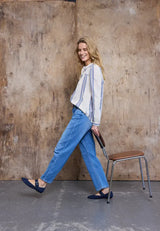 Pulz Anni HW Jeans Barrel Leg - Medium Blue Denim