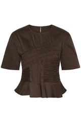 Culture Ajda Antoinett SS Blouse - Coffee Bean