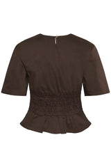 Culture Ajda Antoinett SS Blouse - Coffee Bean