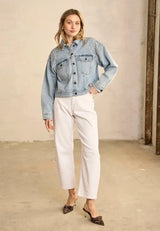 Pulz Anni Ecru HW Jeans Barrel - Cloud Dancer