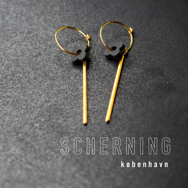Scherning Aura Øreringe - Black/Gold