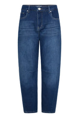 Pulz Anni HW Jeans Barrel Leg - Dark Blue Denim