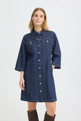 Pulz Darlene Dress - Dark Blue Denim
