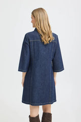 Pulz Darlene Dress - Dark Blue Denim
