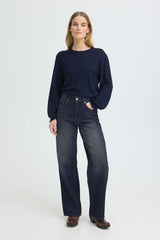 Pulz Dinna Jeans Wide Leg - Dark Blue