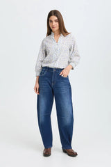 Pulz Anni HW Jeans Barrel Leg - Dark Blue Denim