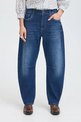 Pulz Anni HW Jeans Barrel Leg - Dark Blue Denim