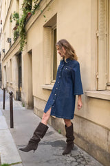 Pulz Darlene Dress - Dark Blue Denim