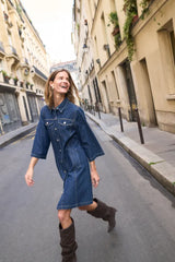 Pulz Darlene Dress - Dark Blue Denim