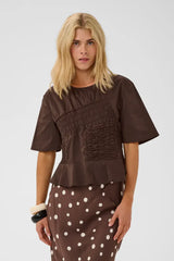 Culture Ajda Antoinett SS Blouse - Coffee Bean