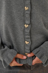 Culture Annemarie Frill Cardigan - Mid Grey Melange
