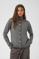Culture Annemarie Frill Cardigan - Mid Grey Melange