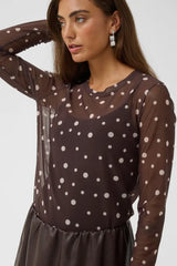 Culture Laya Mesh Blouse - Brown/Whitecap