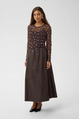 Culture Laya Mesh Blouse - Brown/Whitecap