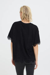 Pulz Filia Lace T-shirt - Black Beauty
