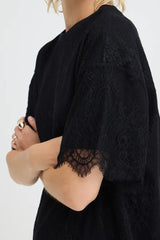 Pulz Filia Lace T-shirt - Black Beauty