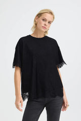 Pulz Filia Lace T-shirt - Black Beauty