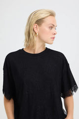 Pulz Filia Lace T-shirt - Black Beauty
