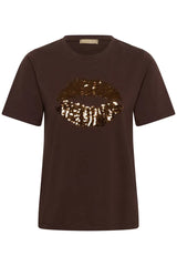 Culture Bree Gith Sequin T-shirt - Coffee Bean