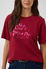 Culture Bree Gith Sequin T-shirt - Biking Red