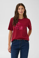Culture Bree Gith Sequin T-shirt - Biking Red