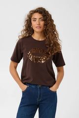 Culture Bree Gith Sequin T-shirt - Coffee Bean
