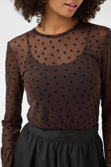 Culture Laya Mesh Blouse - Coffee Bean