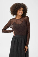 Culture Laya Mesh Blouse - Coffee Bean