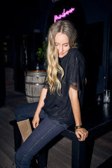 Pulz Filia Lace T-shirt - Black Beauty