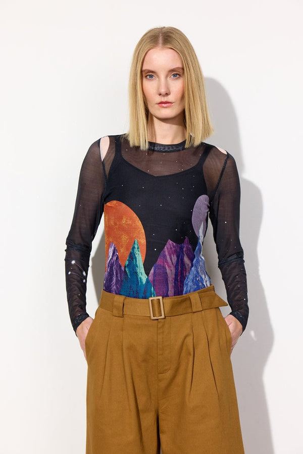 Hunkøn Annika Mesh Blouse - Outer Space Art Print