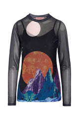 Hunkøn Annika Mesh Blouse - Outer Space Art Print