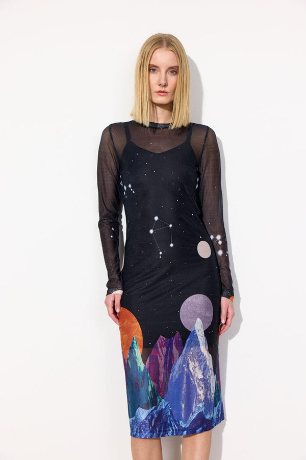 Hunkøn Annika Mesh Dress - Outer Space Art Print