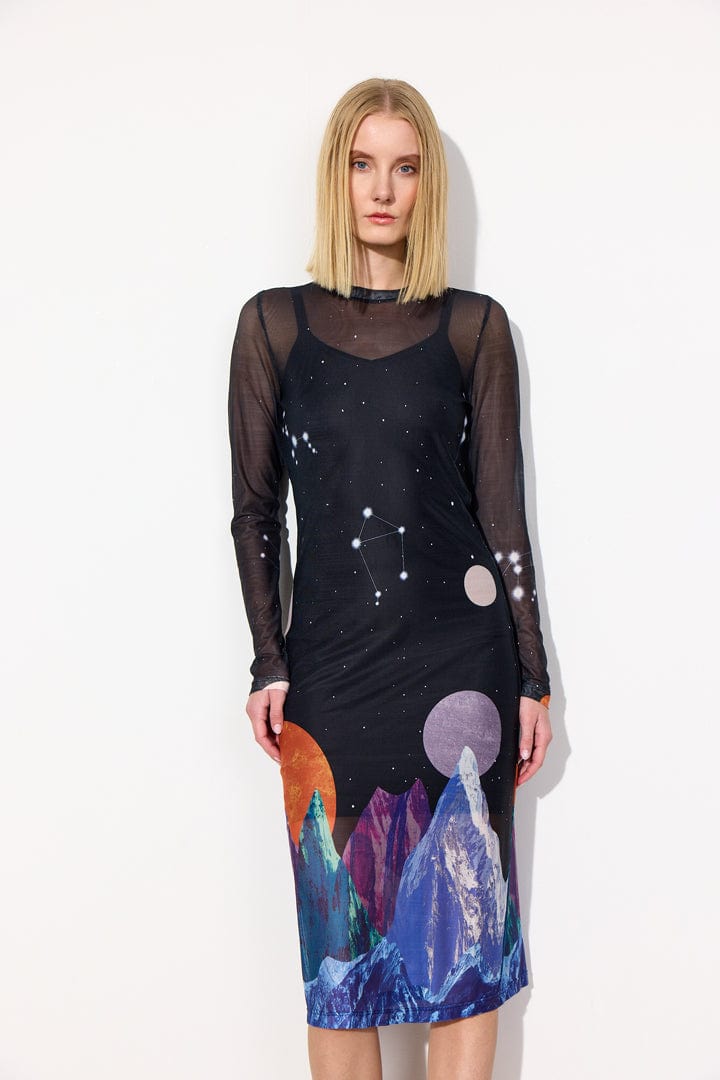 Hunkøn Annika Mesh Dress - Outer Space Art Print