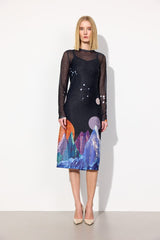 Hunkøn Annika Mesh Dress - Outer Space Art Print