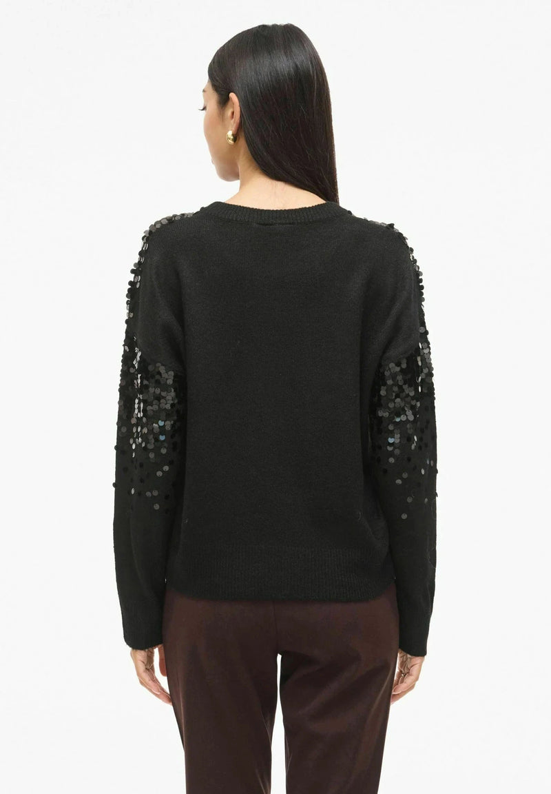 Vila Visiquin O-Neck L/S Glitter Knit Top - Black