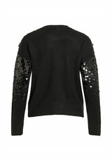 Vila Visiquin O-Neck L/S Glitter Knit Top - Black