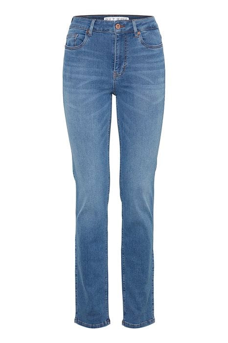 Pulz Emma HW Jeans Medium Straight - Medium Blue Denim