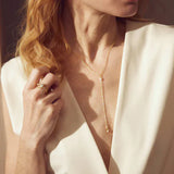 Pure By Nat Olivia Y-Necklace w. Pearl 31902 - Gold
