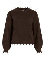 Vila Nikolina O-Neck L/S Knit Top - Coffee Bean