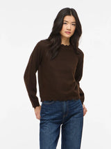 Vila Nikolina O-Neck L/S Knit Top - Coffee Bean
