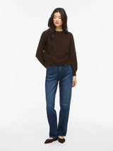 Vila Nikolina O-Neck L/S Knit Top - Coffee Bean